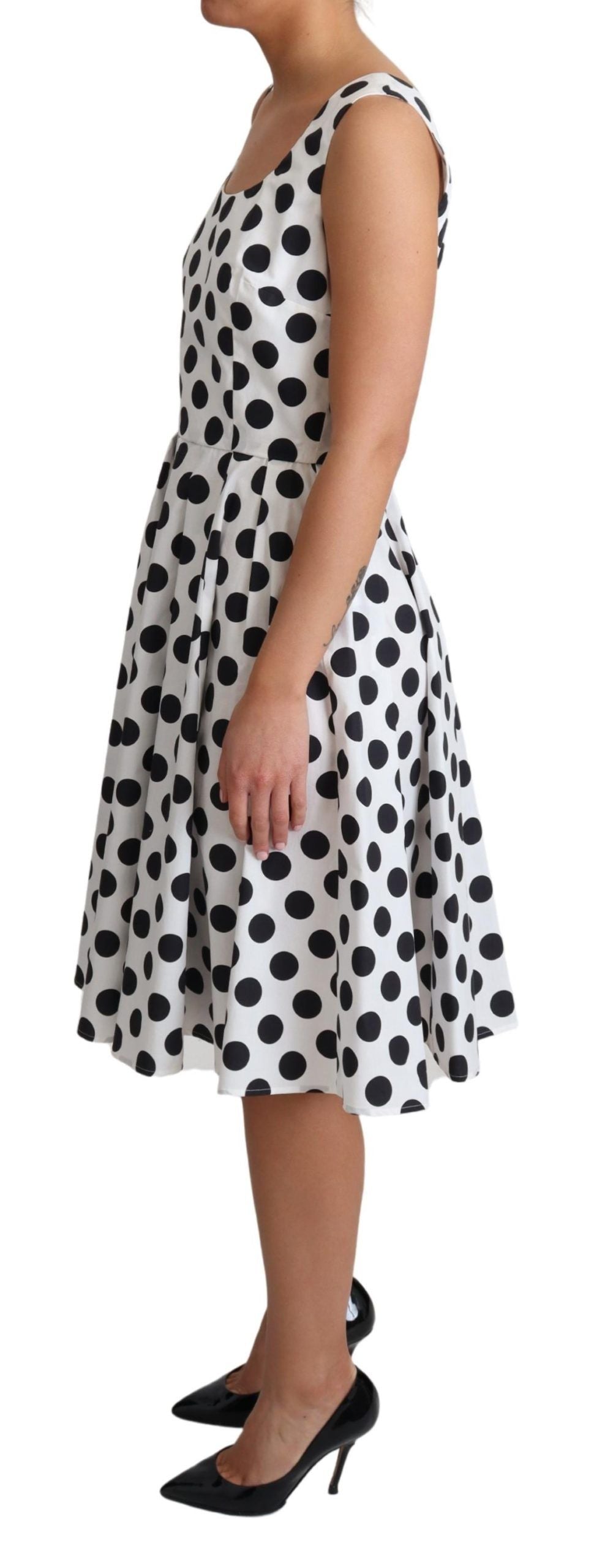 Elegant Polka Dot Sleeveless A-Line Dress