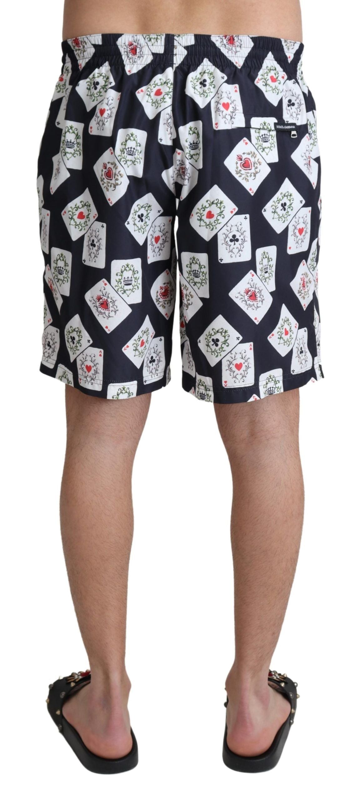 Multicolor Card Deck Printed Swim Trunks