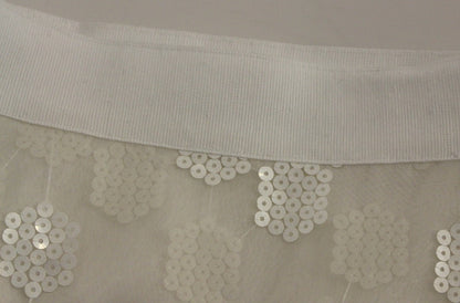 Elegant Sequined Pencil Skirt - Pristine White