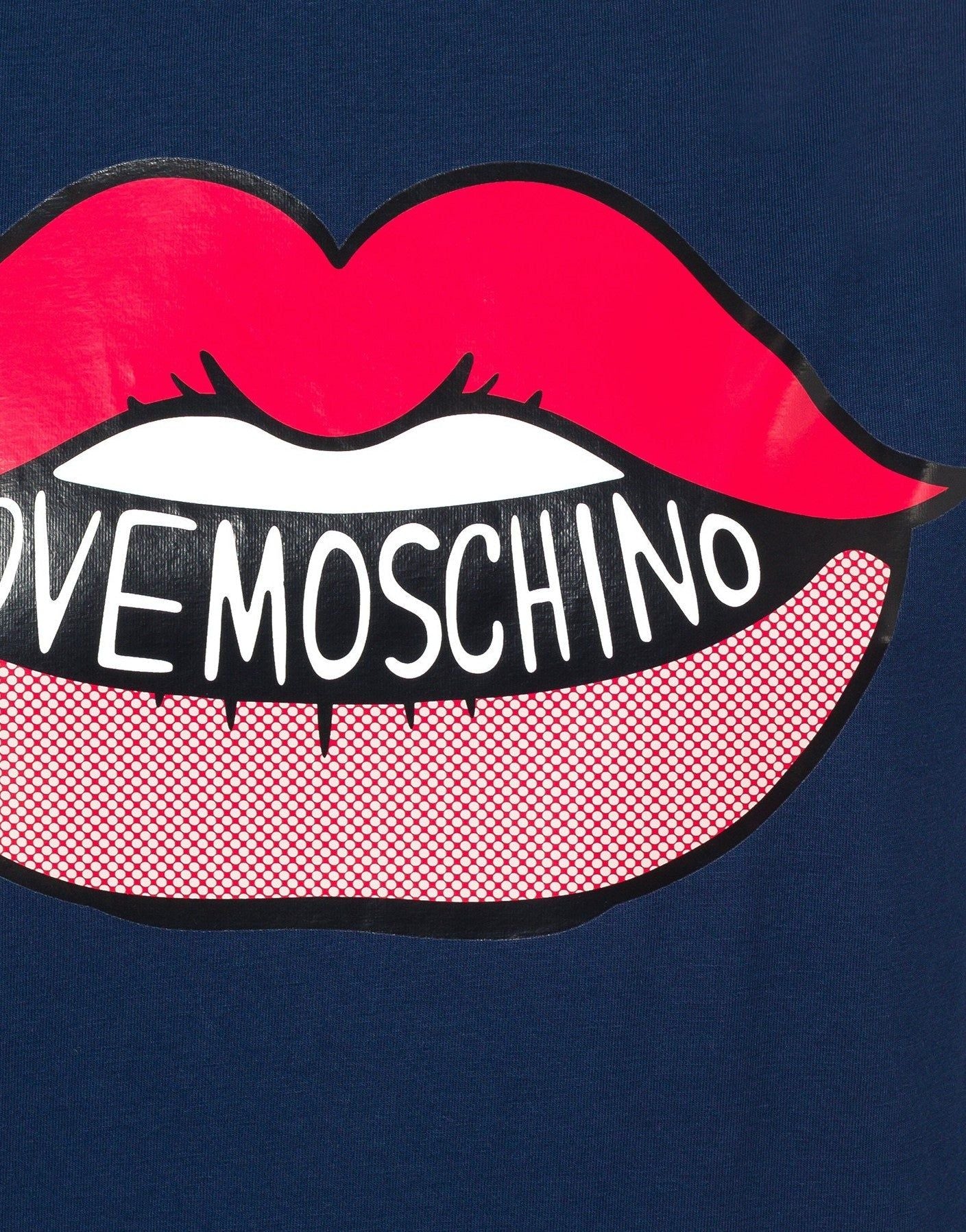 Graphic Lips Cotton Tee - Navy Blue