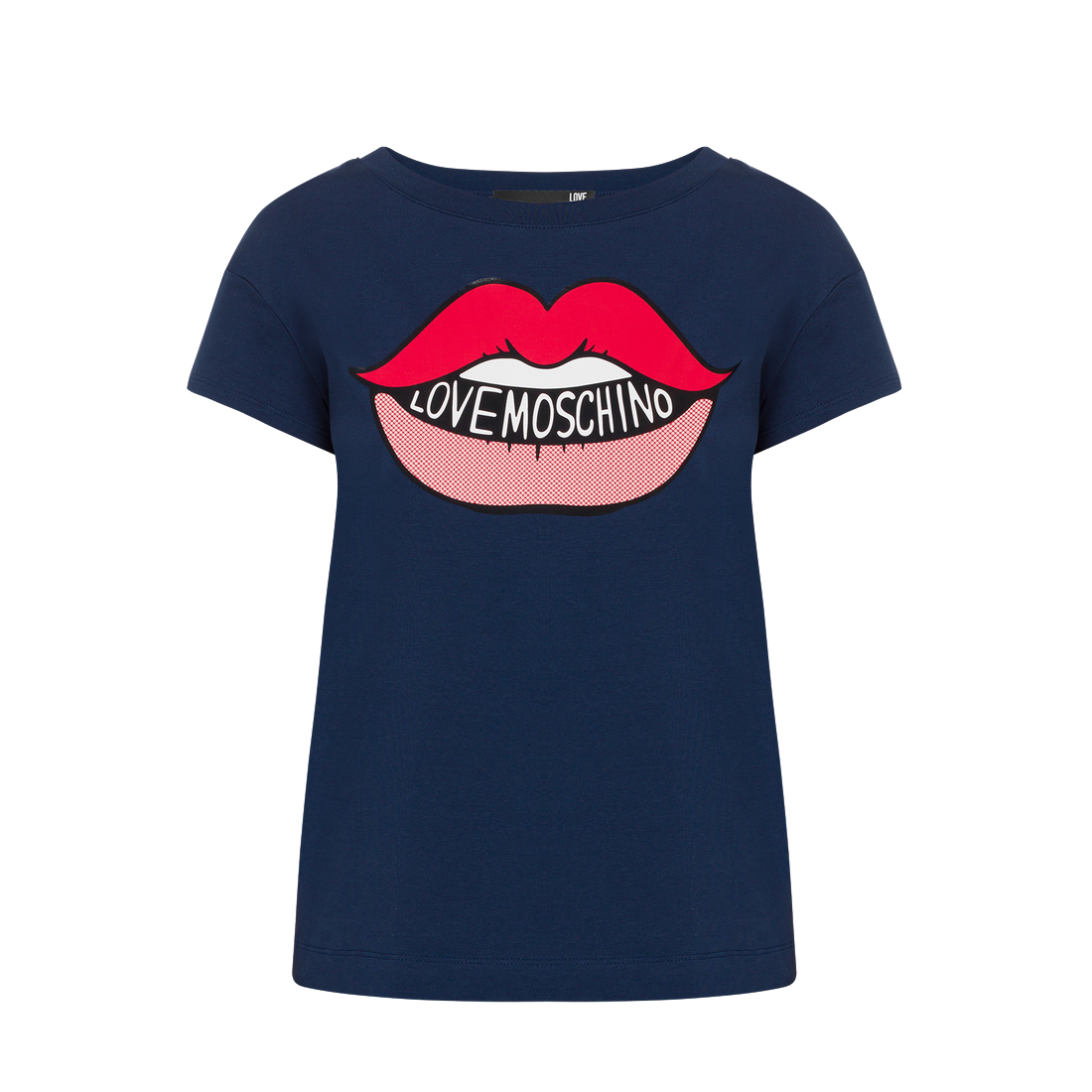 Graphic Lips Cotton Tee - Navy Blue