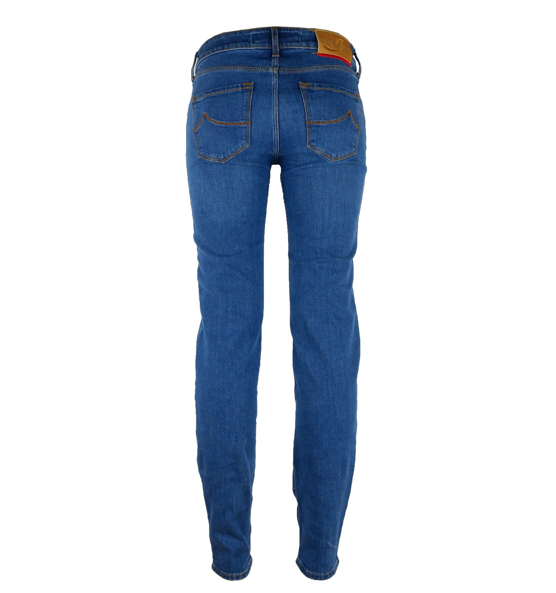 Elegant Blue Denim Jacquard Pants