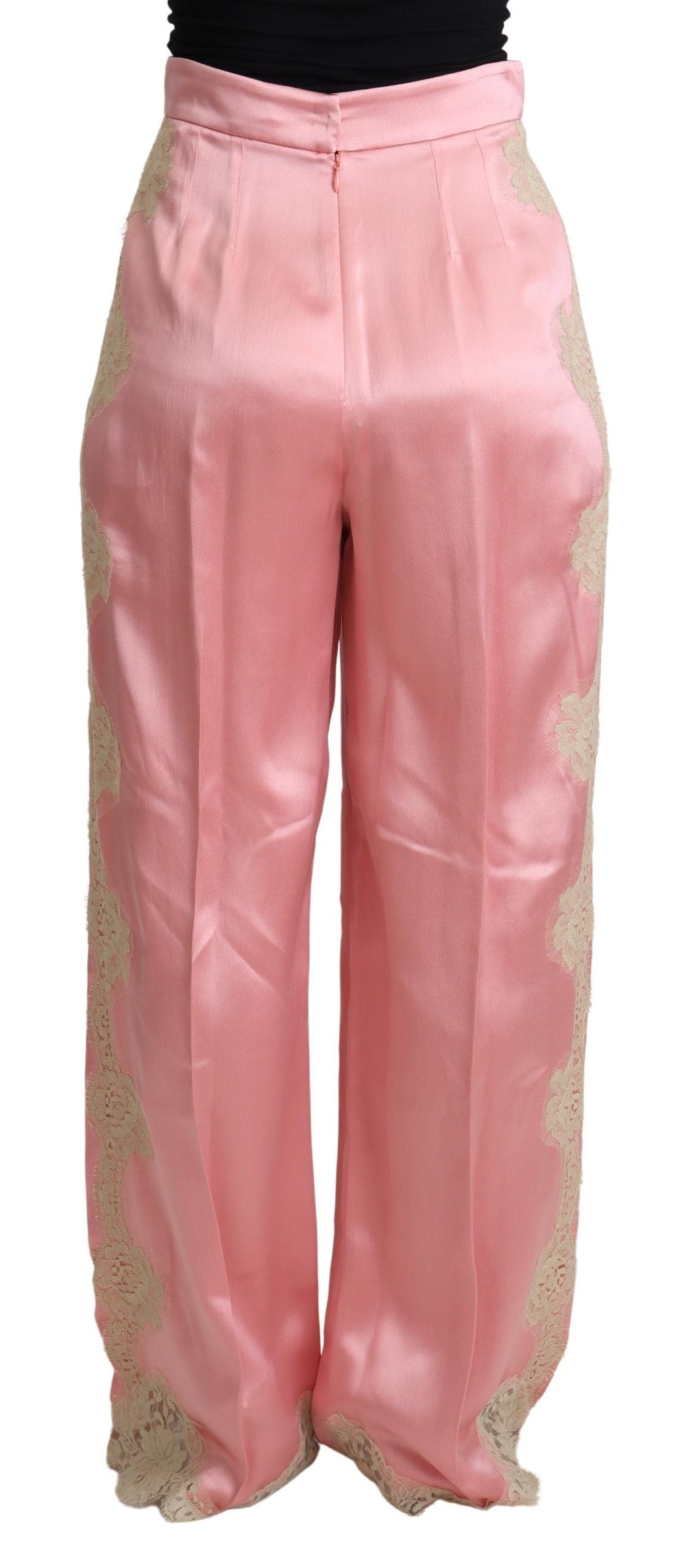 Silk Blend Satin Wide-Leg Pants in Pink