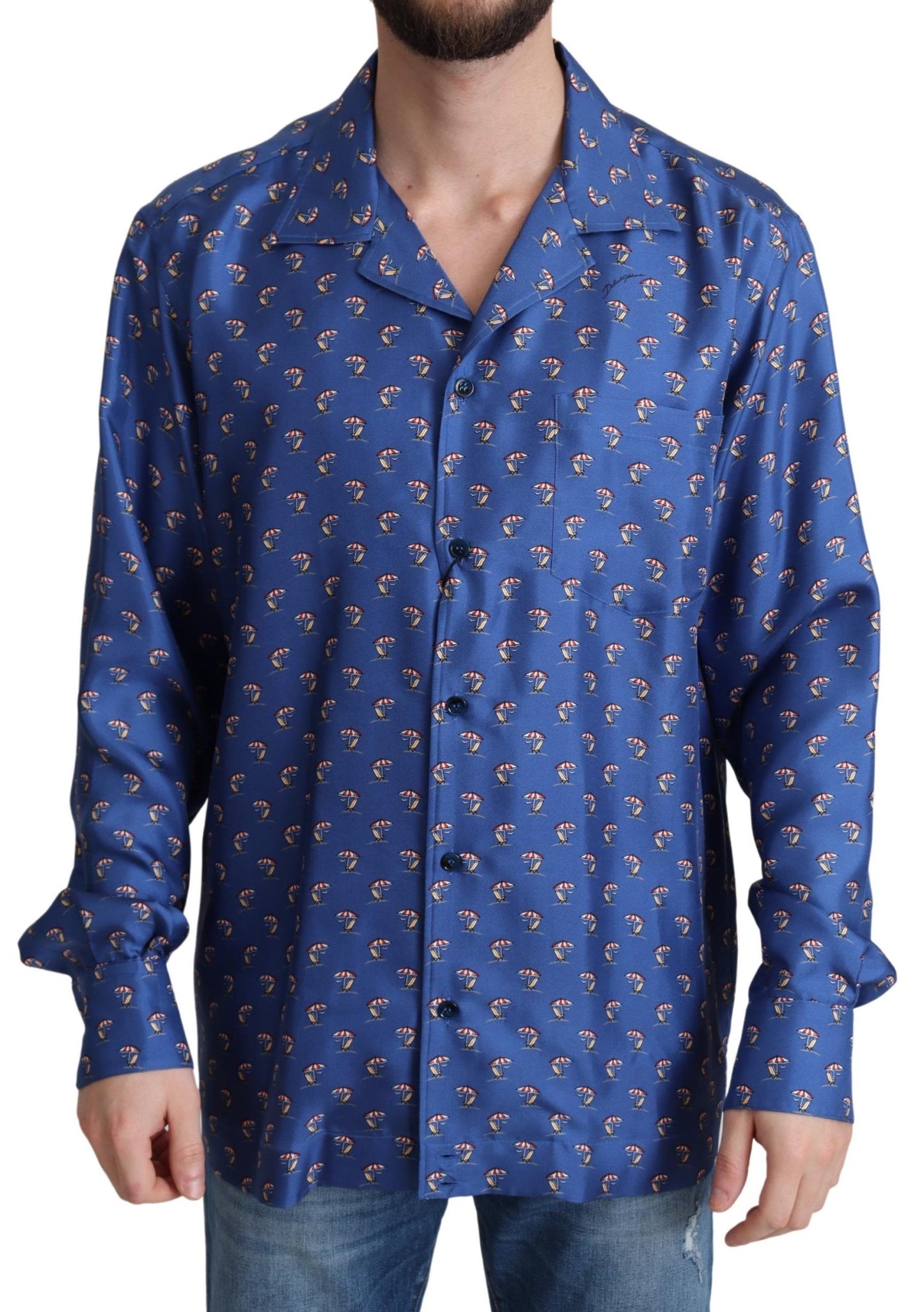 Silk Beach Chair Print Casual Shirt