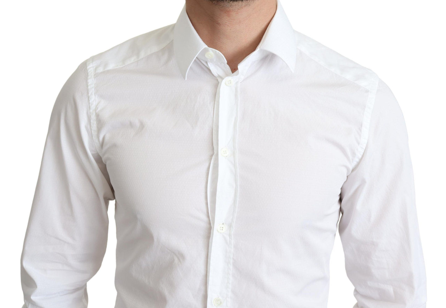 Elegant White Cotton Dress Shirt