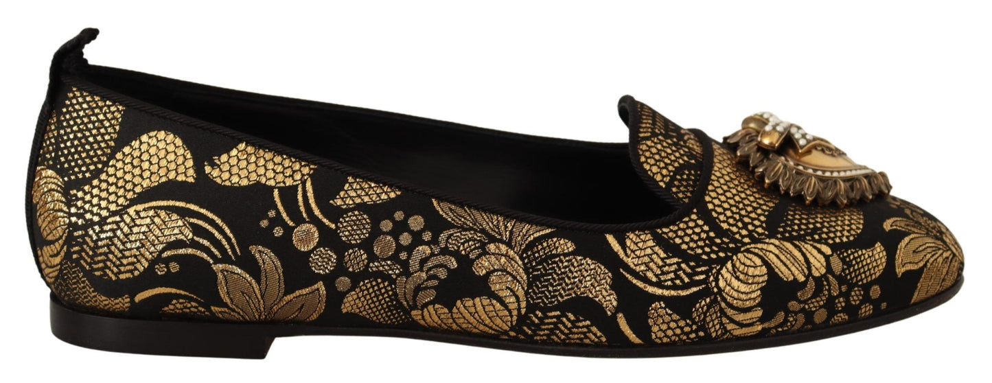 Elegant Leather Heart Embellished Flats