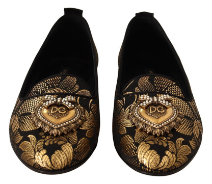 Elegant Leather Heart Embellished Flats