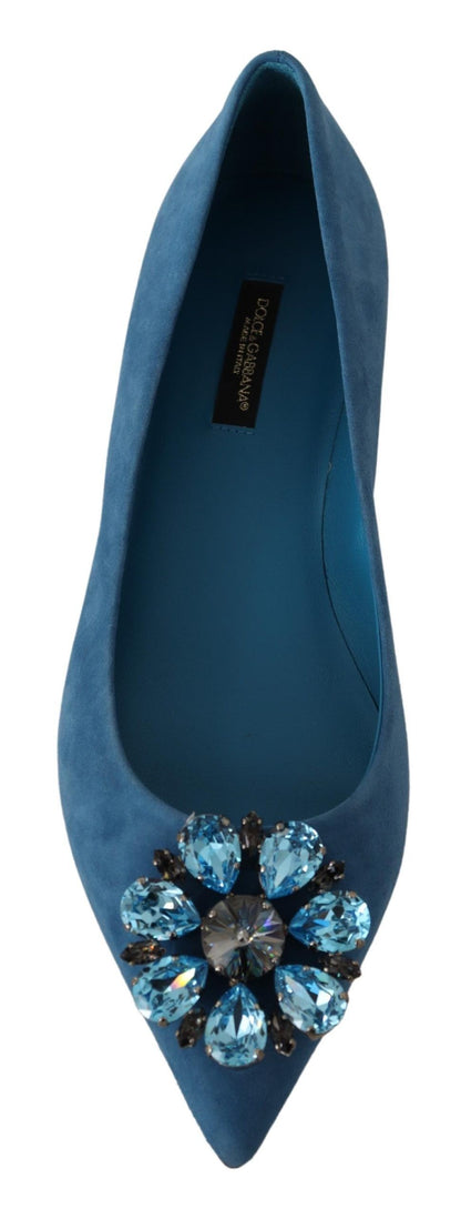 Elegant Crystal-Embellished Suede Flats