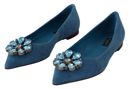 Elegant Crystal-Embellished Suede Flats