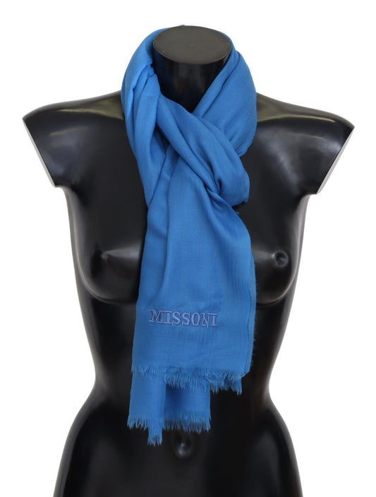 Elegant Wool Scarf with Signature Embroidery