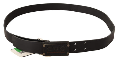 Elegant Black Leather Waist Belt