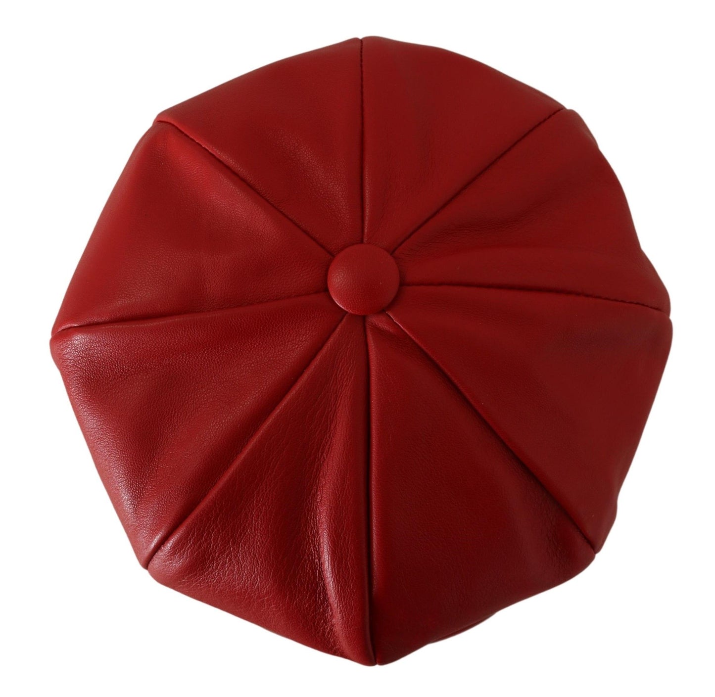 Chic Red Leather Cabbie Cap