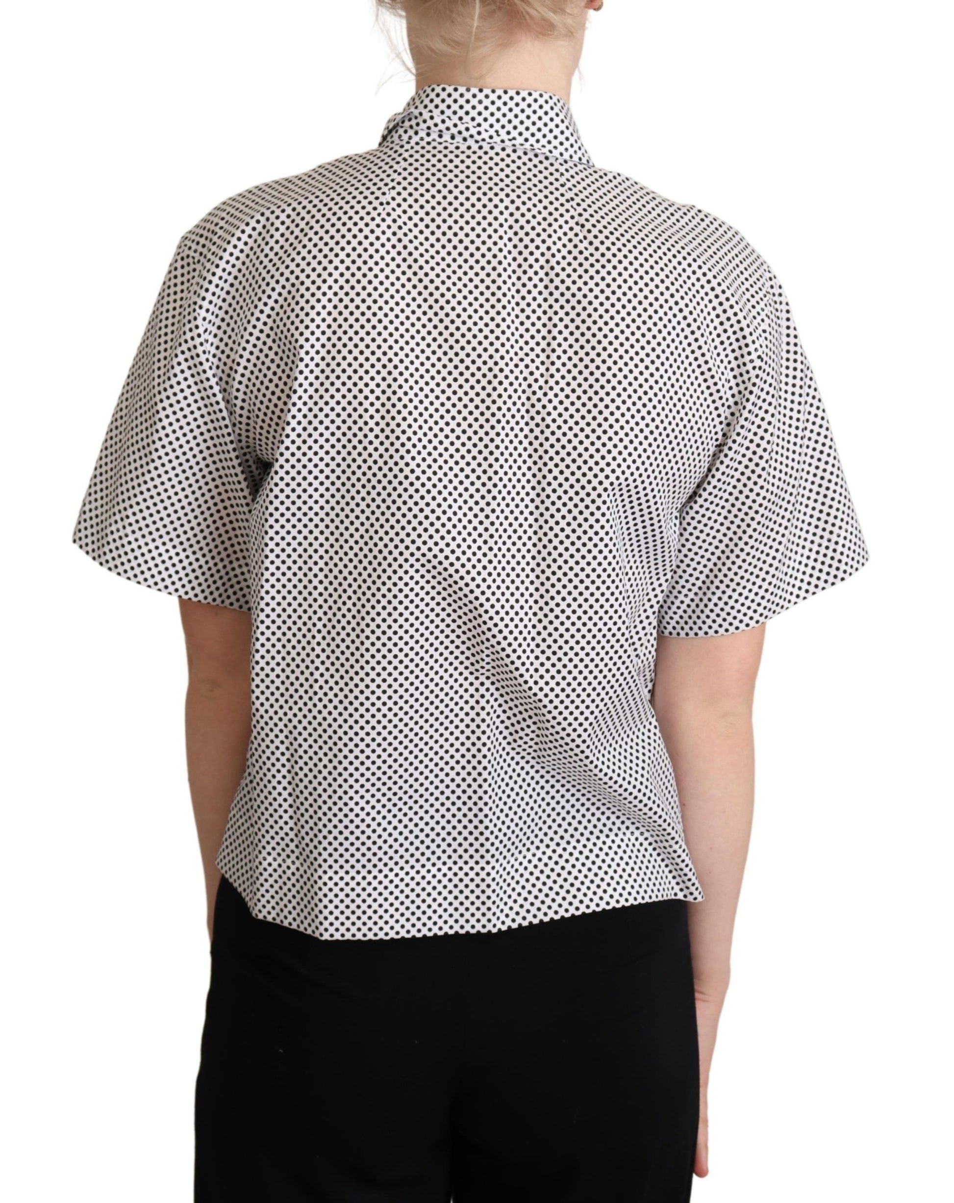 Elegant Polka Dot Cotton Polo Top