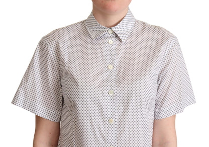 Chic Gray Polka Dot Short Sleeve Polo