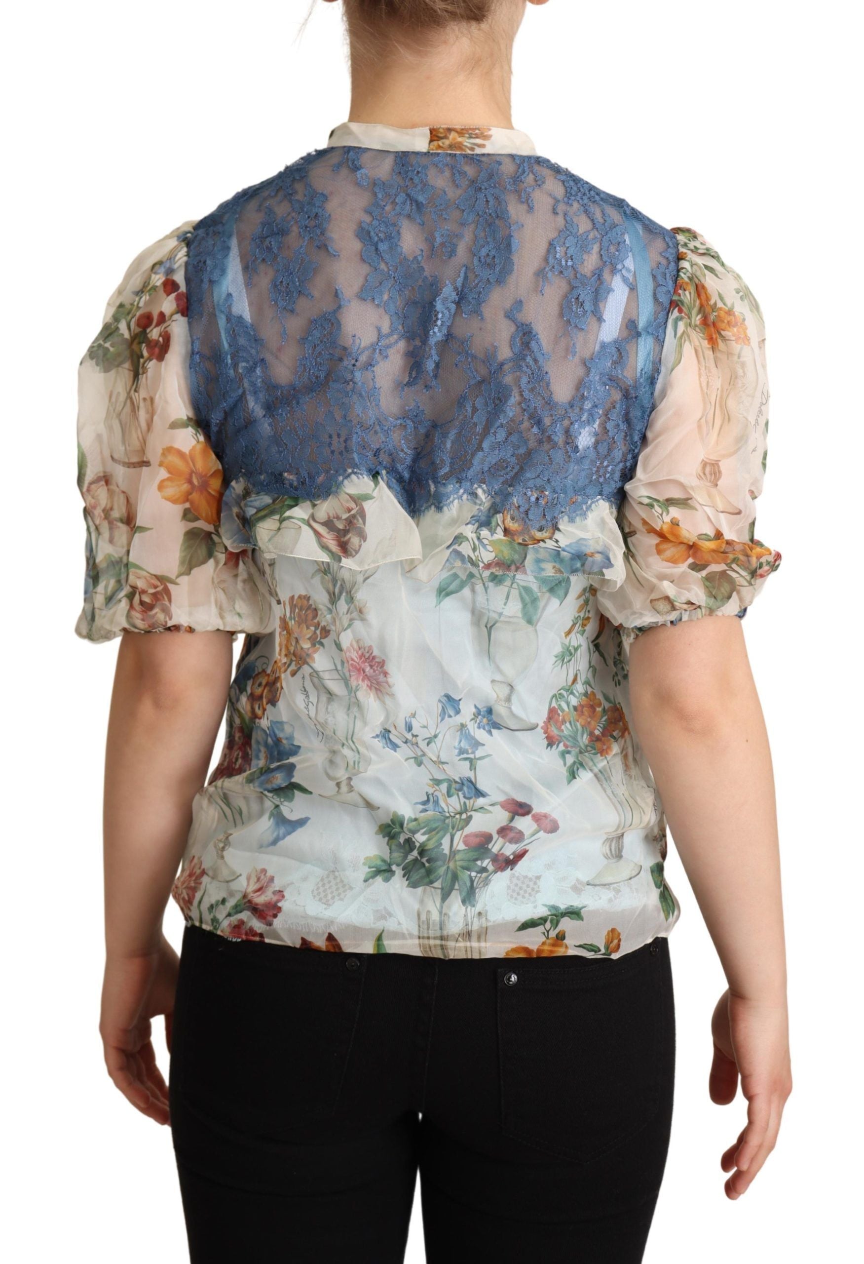 Chic Floral Silk Blouse with Ascot Collar