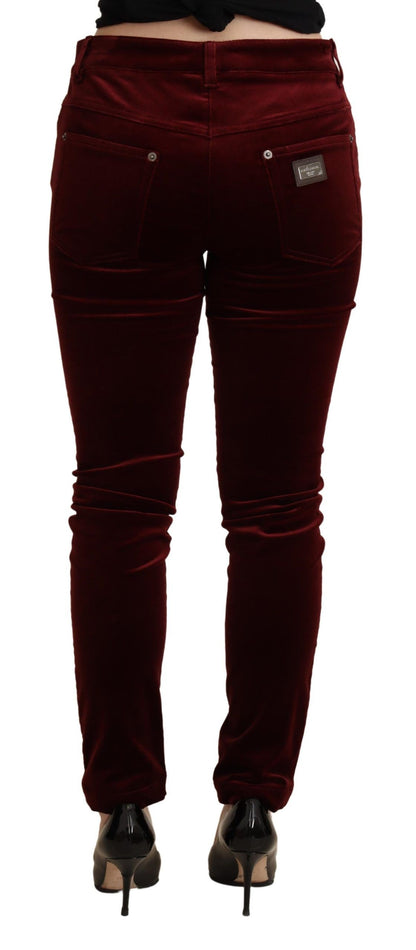 Exquisite Bordeaux Red Skinny Pants