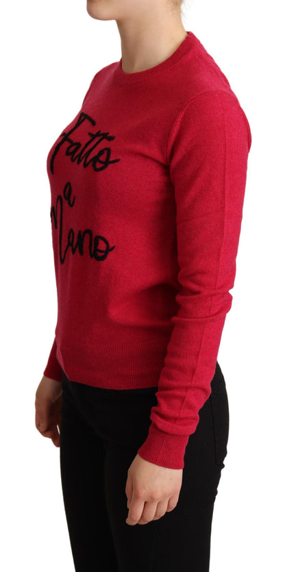 Chic Pink Cashmere Blend Crewneck Pullover