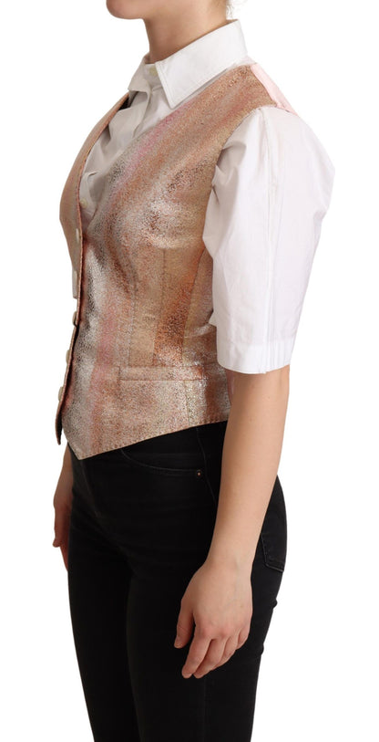 Elegant Pink Metallic Sheen Waistcoat