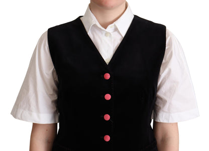 Elegant Black Velvet Sleeveless Waistcoat