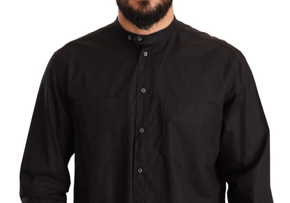 Elegant Black 100% Cotton Men's Shirt