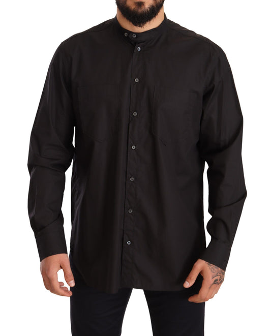 Elegant Black 100% Cotton Men's Shirt