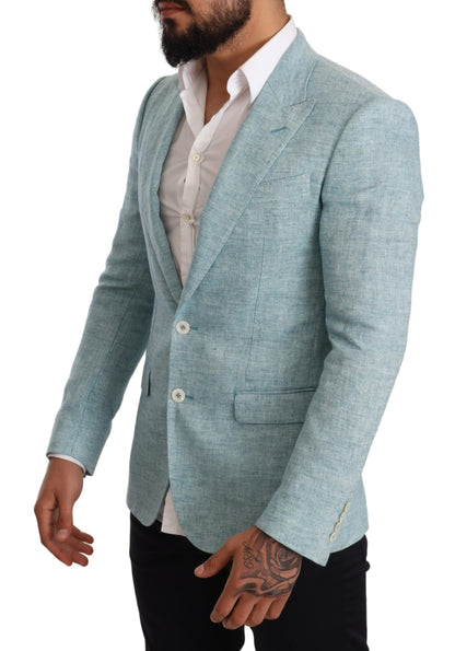 Elegant Light Blue Linen Blazer