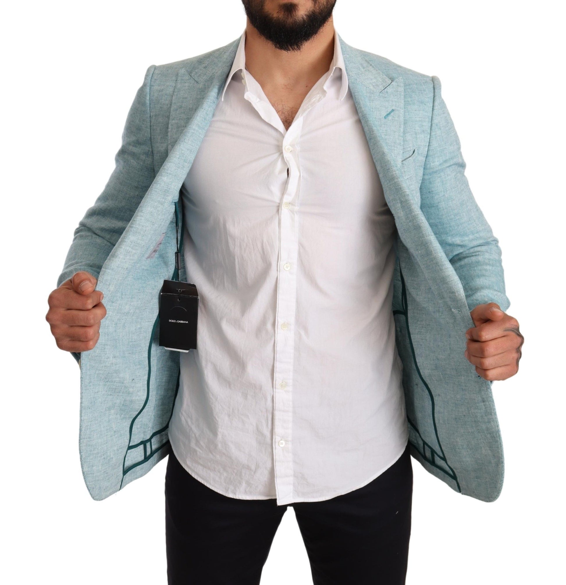 Elegant Light Blue Linen Blazer