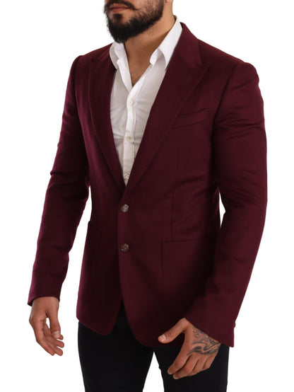 Elegant Maroon Bordeaux Cashmere Blazer