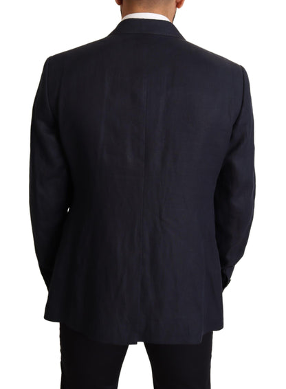 Elegant Dark Blue Double-Breasted Blazer