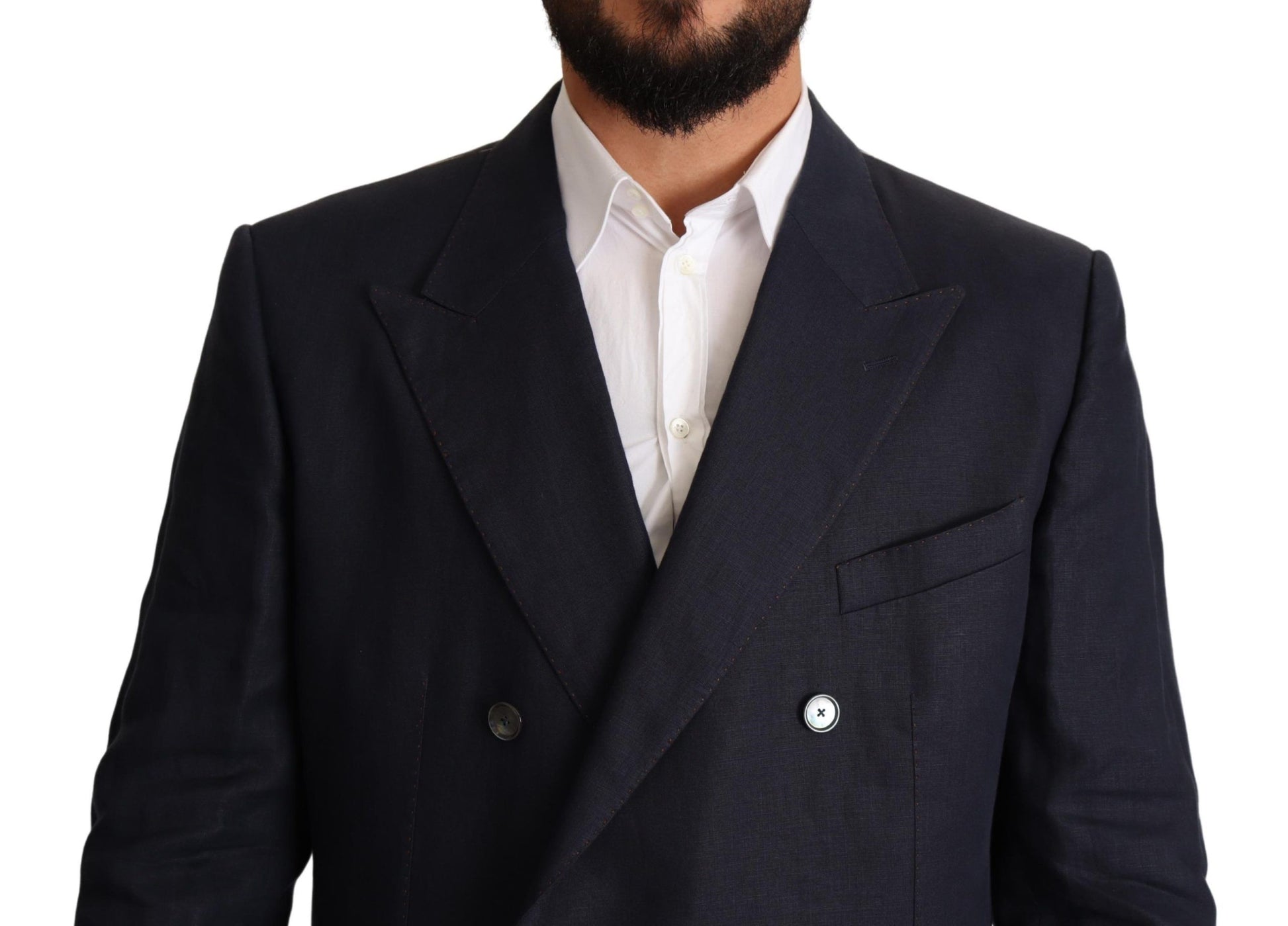 Elegant Dark Blue Double-Breasted Blazer