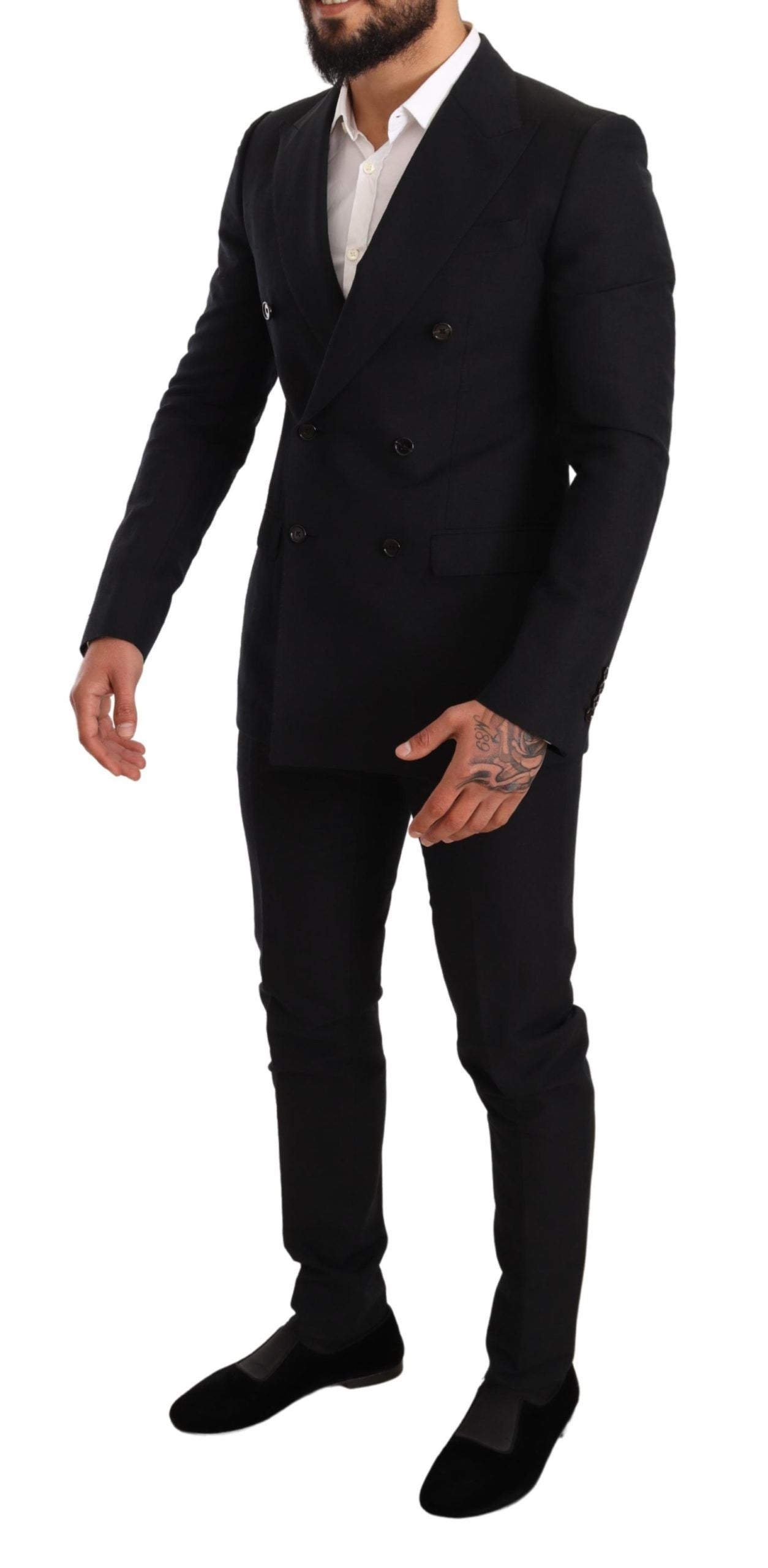 Elegant Black Two-Piece Wool Suit