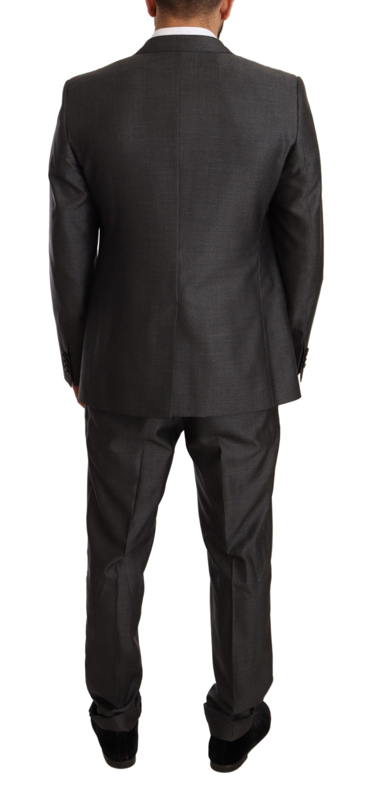 Elegant Gray Martini Slim Fit Silk-Wool Suit