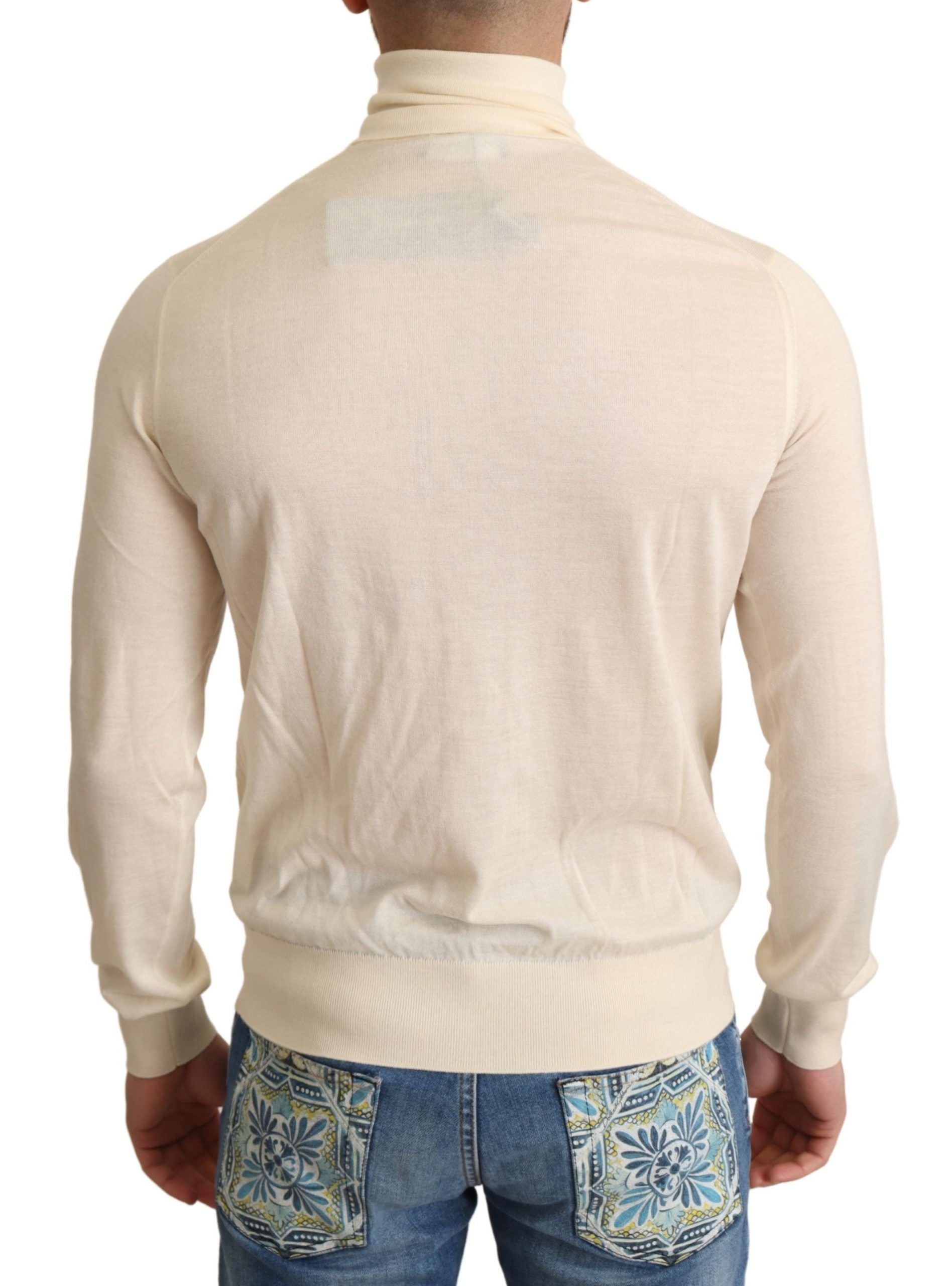 Cream Cashmere Turtleneck Sweater