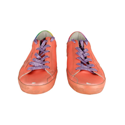 Orange Leather Women Sneaker