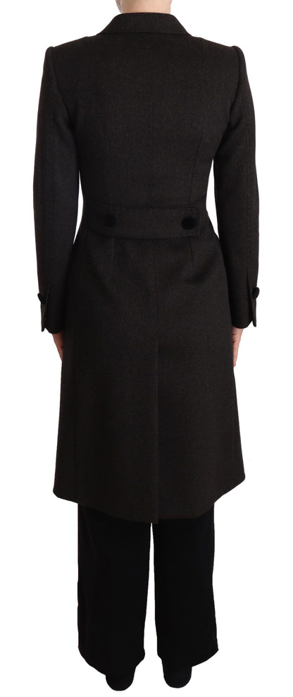 Elegant Wool-Cashmere Blend Coat in Black Gray