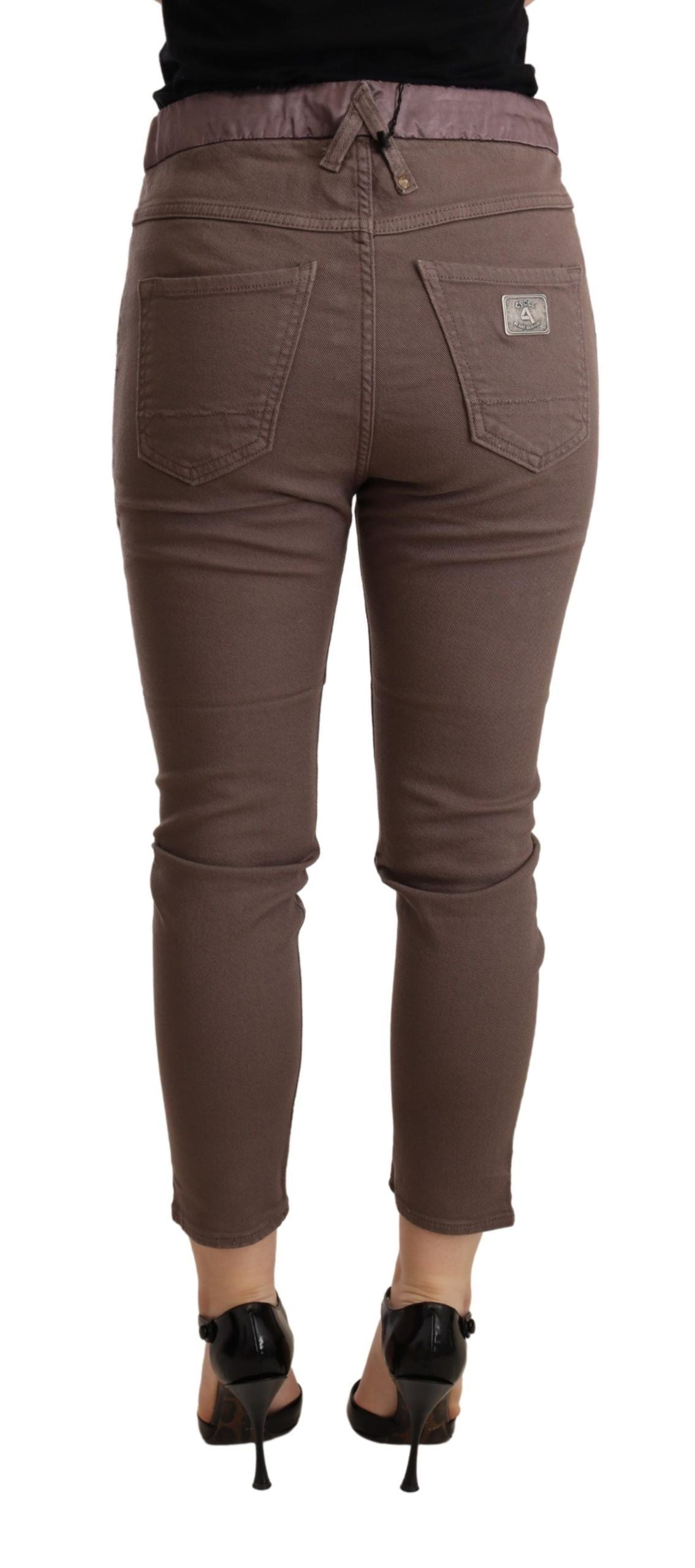 Chic Brown Skinny Mid Waist Cropped Pants