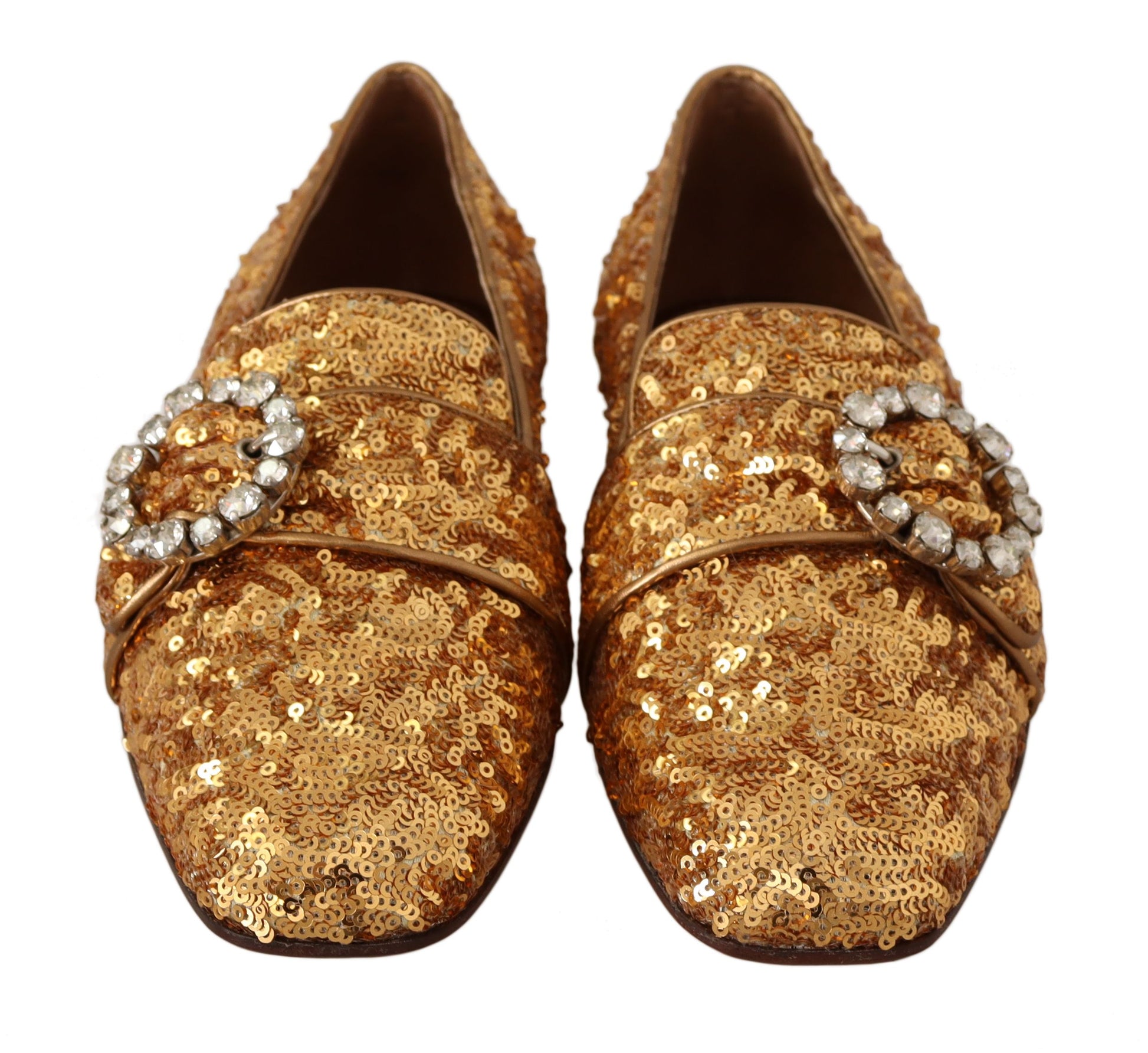 Elegant Gold Sequin Crystal Flats