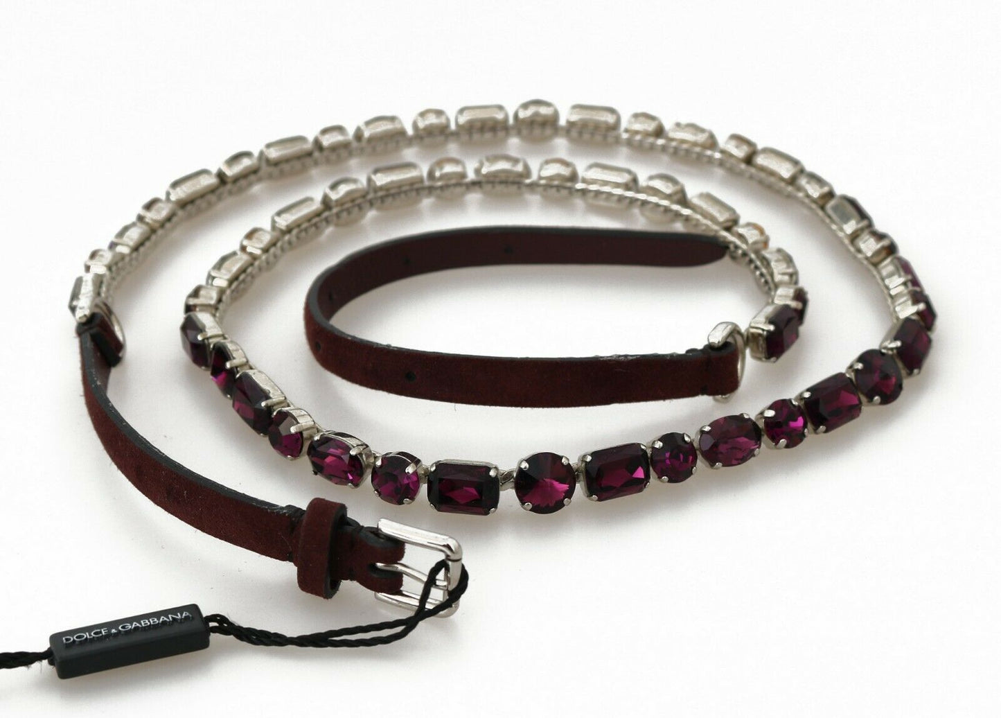 Elegant Leather Crystal-Embellished Belt