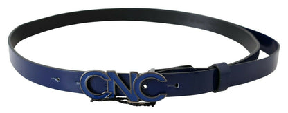 Sleek Dark Blue Leather Fashion Belt