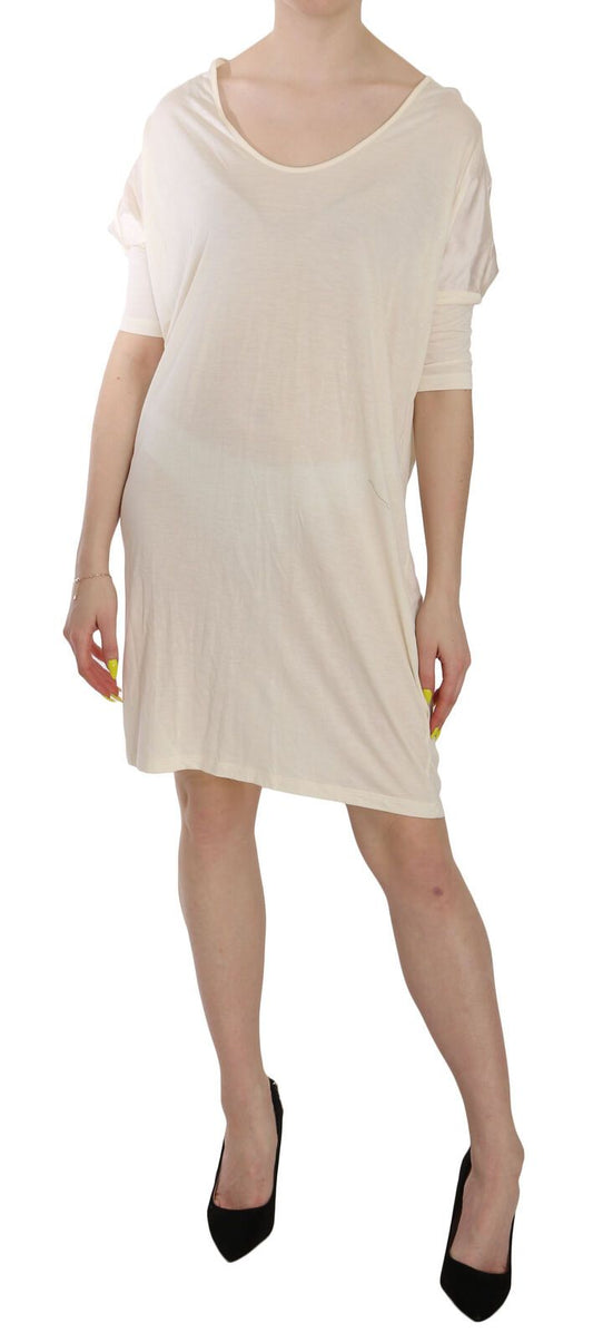 Chic Cream A-Line Elbow Sleeve Dress