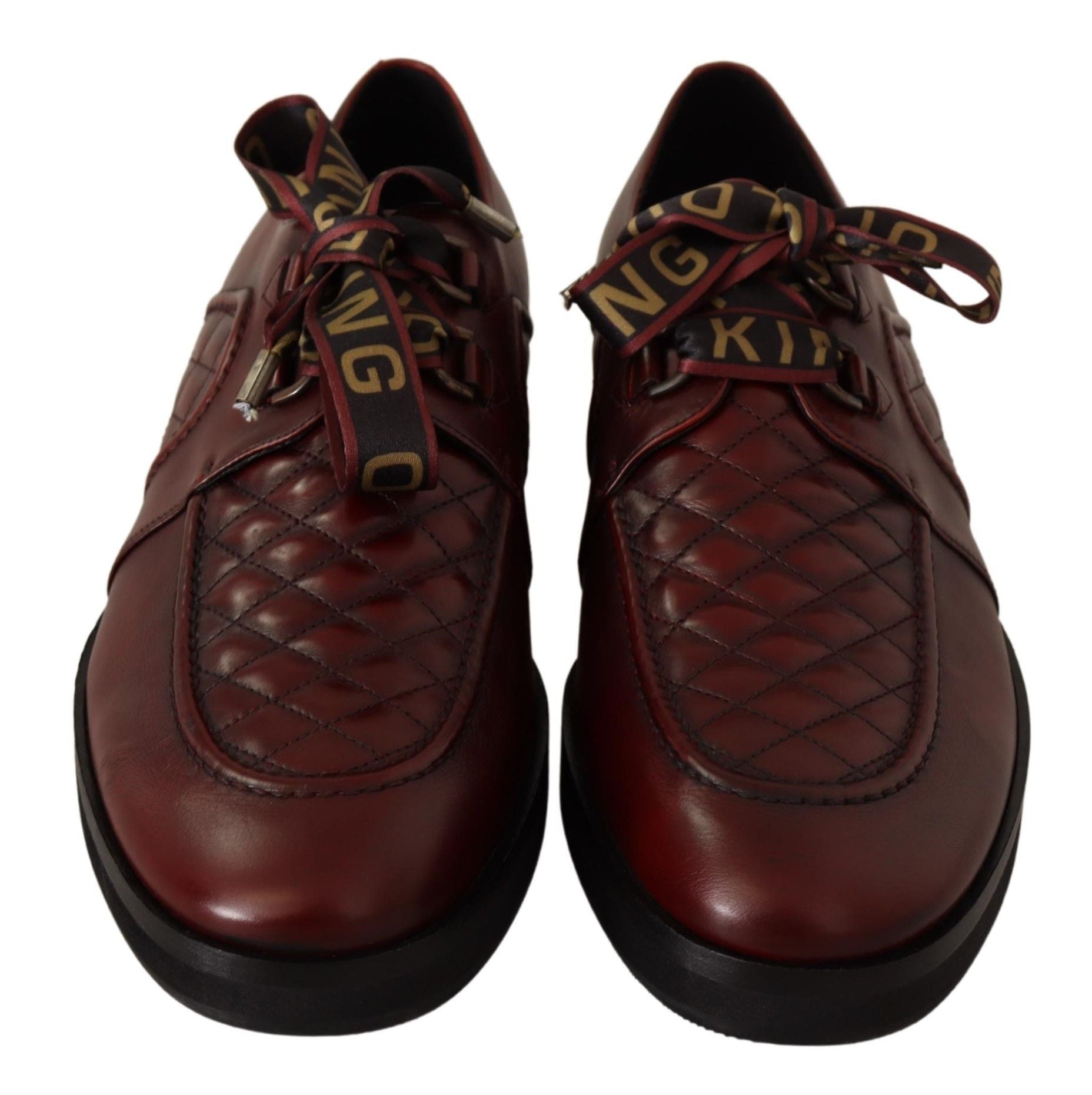 Elegant Bordeaux Derby Leather Shoes