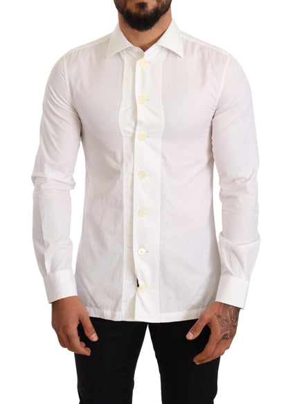 Elegant White Slim Fit Dress Shirt