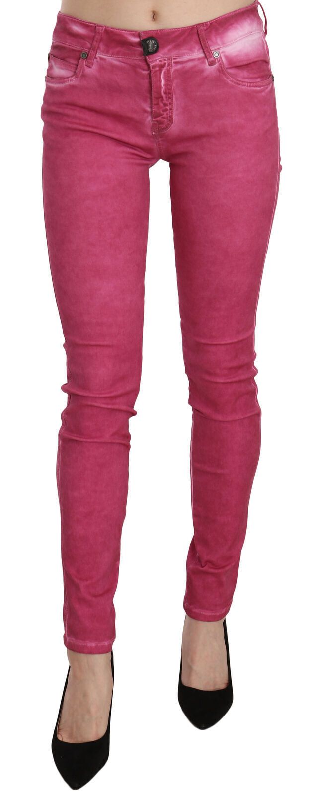 Chic Pink Mid Waist Skinny Pants