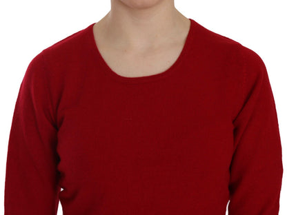 Elegant Red Cashmere Pullover Blouse