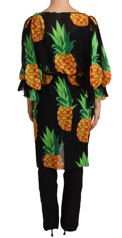 Vibrant Pineapple Draped Wrap Dress