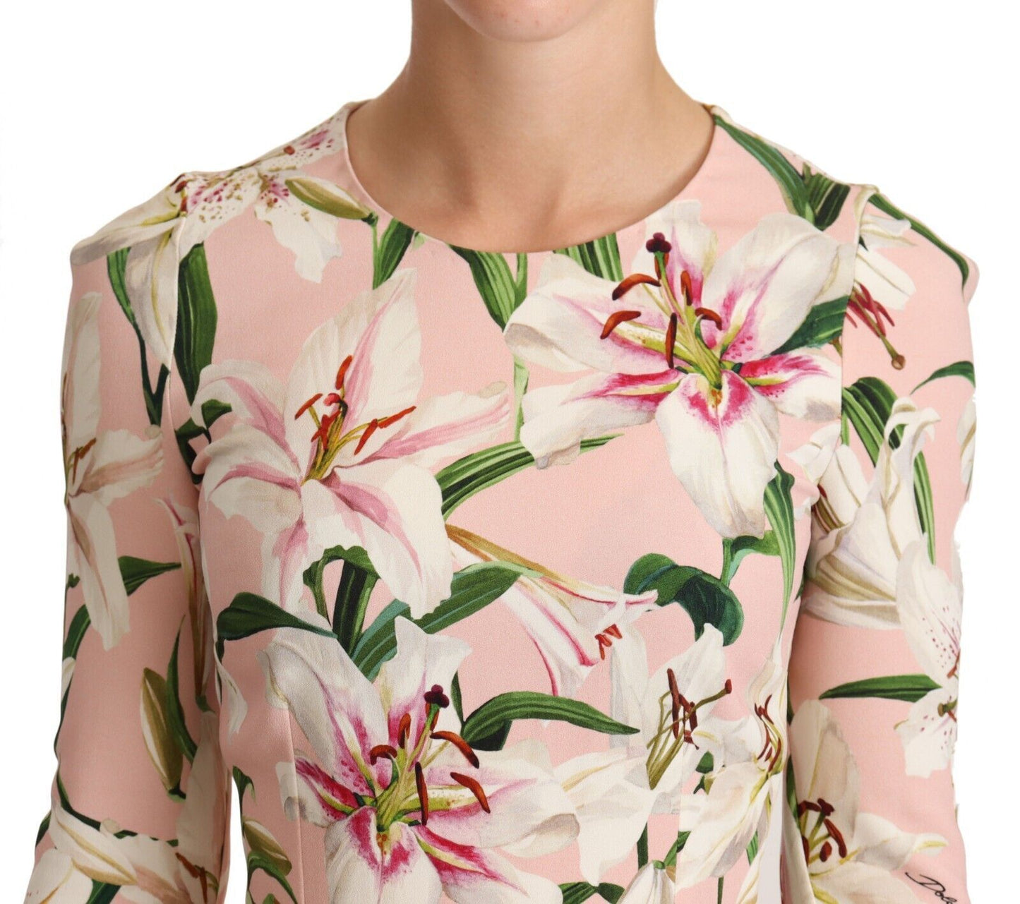 Pastel Pink Lily Print Fitted Blouse