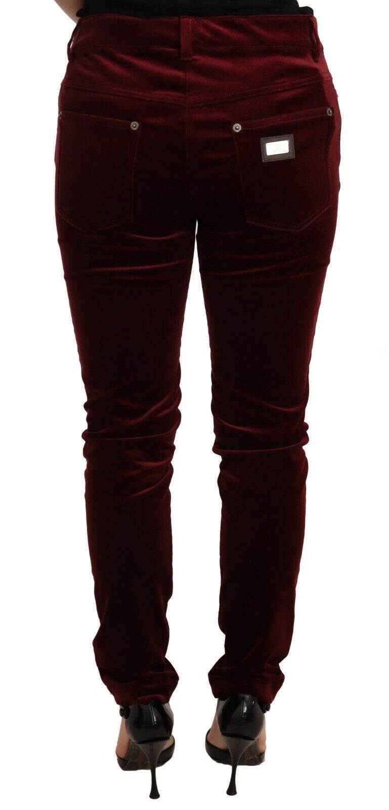 Elegant Red Velvet Skinny Pants