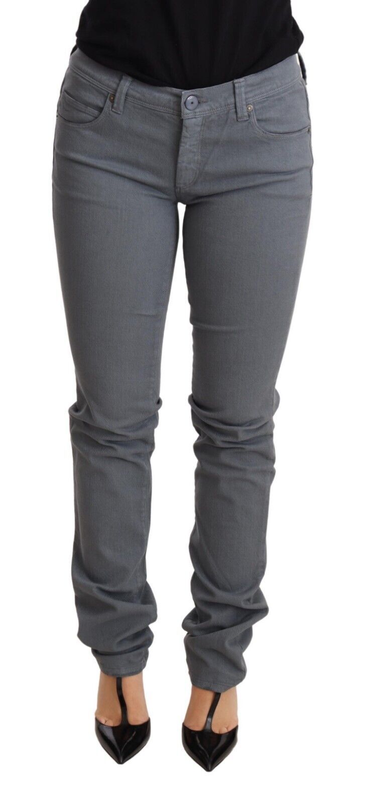 Sleek Gray Low Waist Skinny Jeans