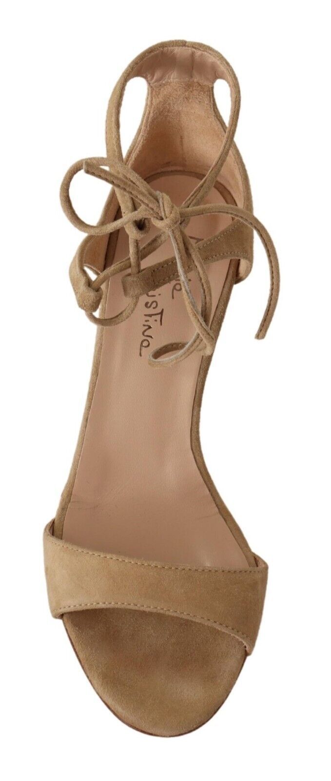 Elegant Beige Suede Ankle Strap Heels