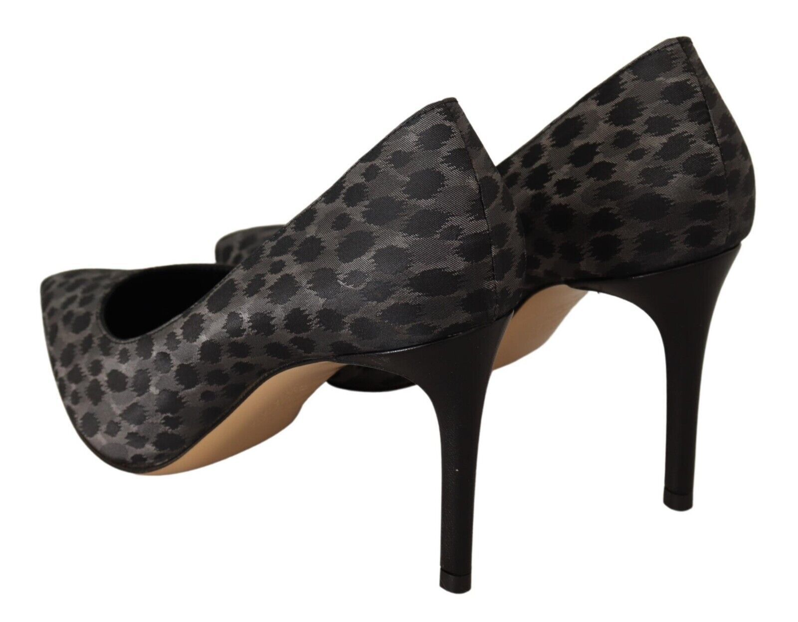 Elegant Black Leopard Print Leather Heels